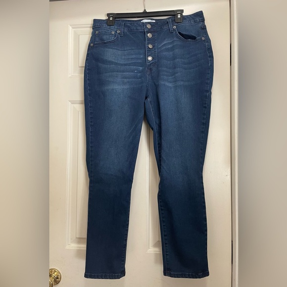 Popsugar Button Closure Blue Dark Wash Jeans size 18 - Picture 1 of 3